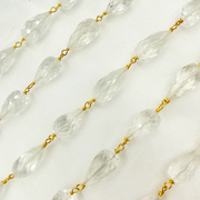 Crystal Tear Drop Gold Plated Wire Chain